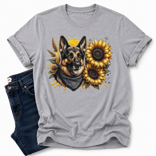German Shepherd Sunflower Graphic Tee