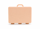 A pastel peach rectangular carrying case with a top handle, featuring the words 'Getting Lost' embossed on the front, set against a plain white background. For the Getting lost card game. Purchase from Coffee and Moo