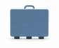 A twighlight blue rectangular carrying case with a top handle, featuring the words 'Getting Lost' embossed on the front, set against a plain white background. For the Getting lost card game. Purchase from Coffee and Moo