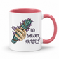 A white ceramic mug with a pink interior and handle, featuring a graphic of a hand with long purple nails holding a green and purple smudge stick bundle, next to the text 'GO SMUDGE YOURSELF'. Purchase from Coffee and Moo NZ.