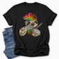 unhinged adult graphic tee features our resident zen master—a delightfully baked sloth rocking a vibrant, colourful tie-dye beanie topped with a cannabis leaf, proudly clutching a bong and a jar of premium green buds. Grab your sloth stoner tee from Coffee and Moo NZ.