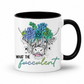 Black handle and inner What the Fucculent Highland Cow Coffee Mug on a white background, from Coffee and Moo NZ.